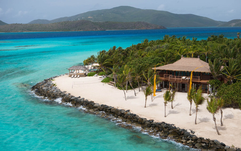 necker island beach house aerial