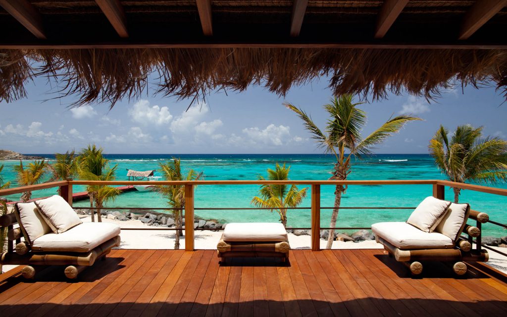 necker island beach house view