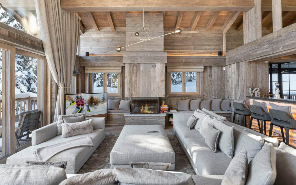 Chalet Bellarossa luxury ski chalet Couchevel living room 2