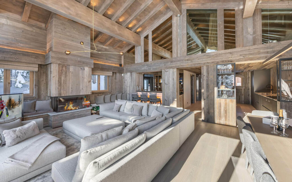Chalet Bellarossa luxury ski chalet Couchevel living room 3